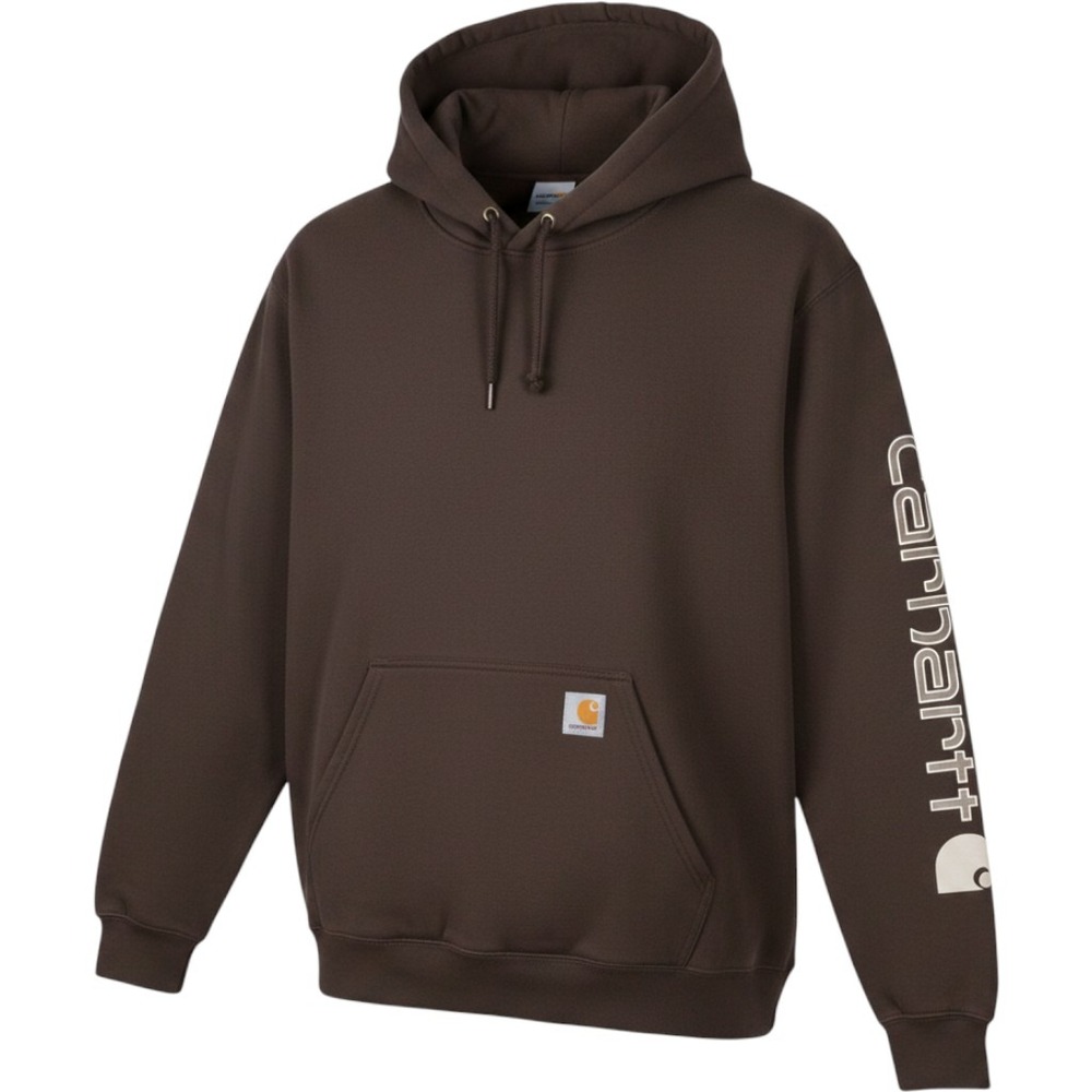 Carhartt Mens Loose Fit Midweight Sleeve Logo Hoodie Brown Small K288